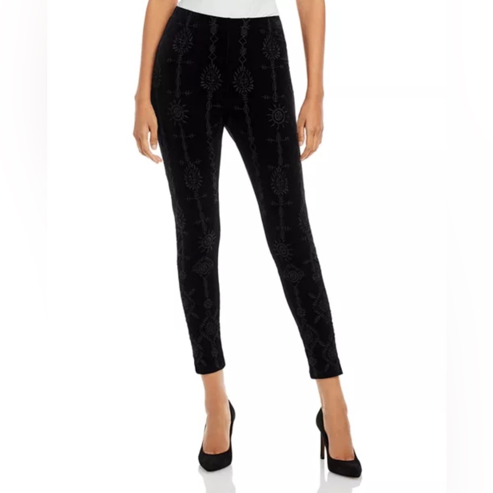 NWT Johnny Was Althea Velvet Legging Pants Black Floral Embroidered Size XS